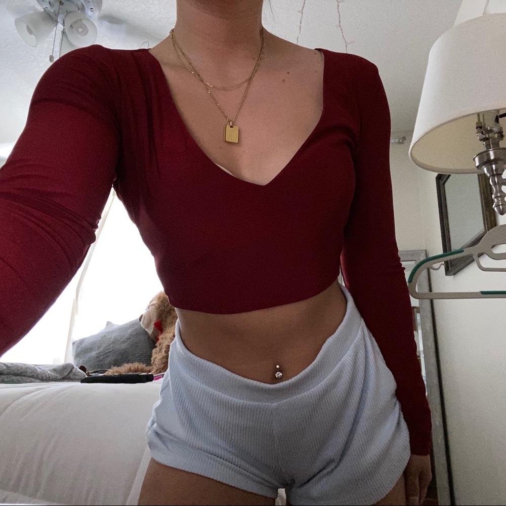 Long sleeve v neck crop